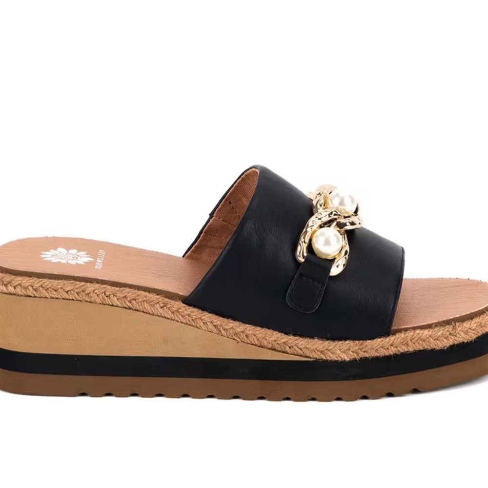 Adelfia Pearl Wedge by Yellow Box in Black